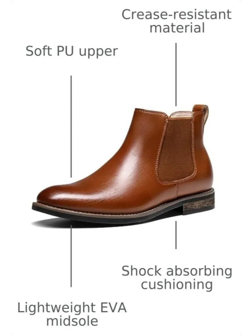 Men's Brown Classic Chelsea Ankle Crease-Resistant Soft Upper Cushioned Boots